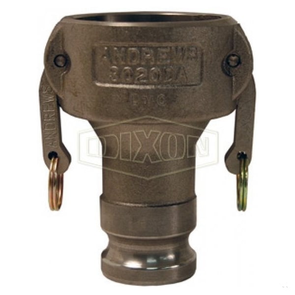Type DA Cam and Groove Reducing Coupler, 3 x 4 in Nominal, Coupler x Adapter End Style, Malleable Ir